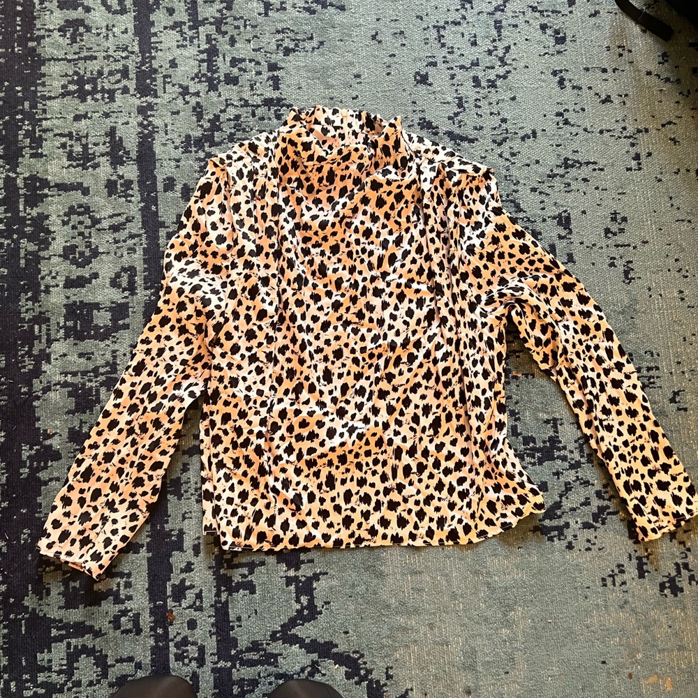 ZARA cheetah print cowl neck blouse size M